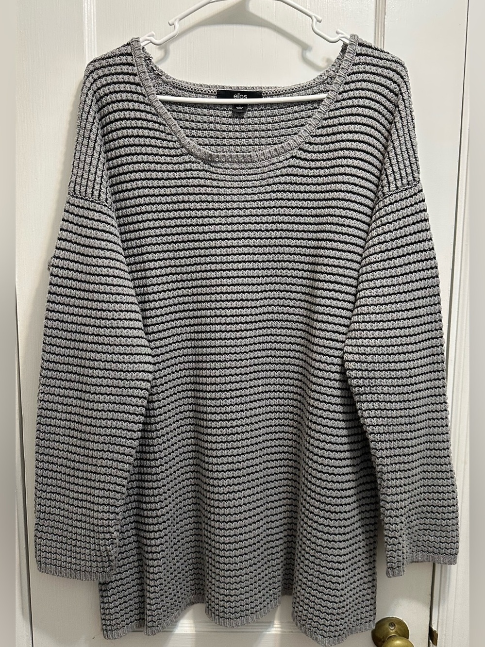 ellos: Gray and Black Striped Sweater